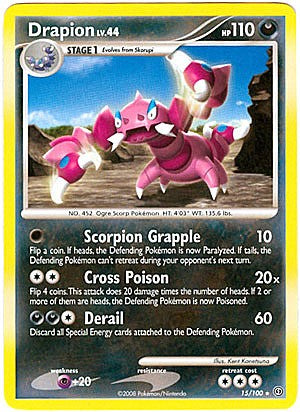 Pokemon Diamond and Pearl Stormfront Card - Drapion (R)