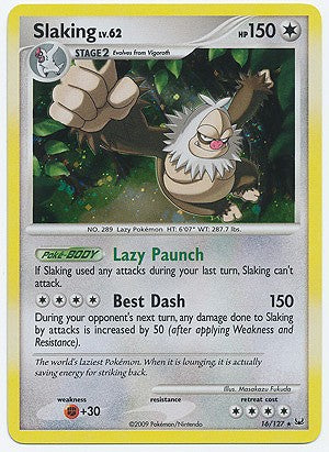 Pokemon Platinum Edition Holo Rare Card - Slaking 16/127