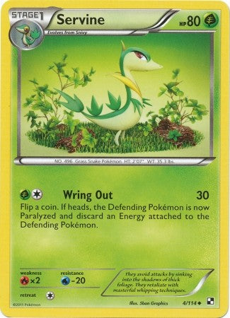 Pokemon Black & White Servine 4/114 Uncommon Card