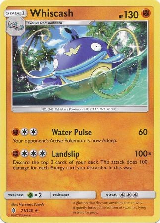 Whiscash 71/145 Rare - Pokemon Sun & Moon Guardians Rising Card