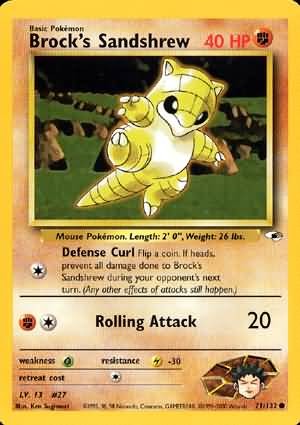 Pokemon Gym Heroes Common Card - Brock's Sandshrew 71/132