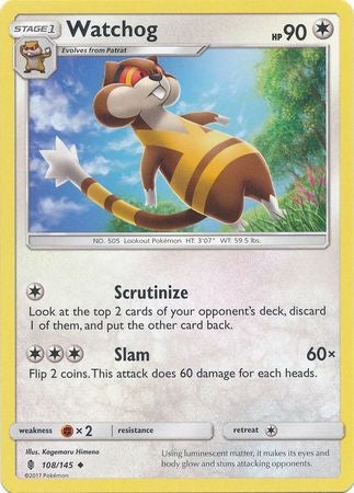 Watchog 108/145 Uncommon - Pokemon Sun & Moon Guardians Rising Card