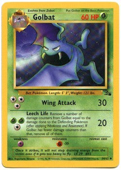 Pokemon Fossil Uncommon Card - Golbat 34/62