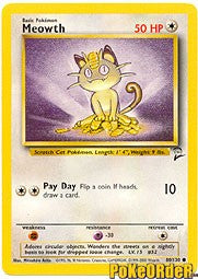 Pokemon Base Set 2 Common Card - Meowth 80/130