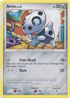 Pokemon Platinum Rising Rivals Single Card Common Aron 57/111