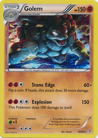 Golem 45/83 Holo Rare - Pokemon Generations Card