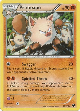 Primeape 53/114 Rare - Pokemon XY Steam Siege Card