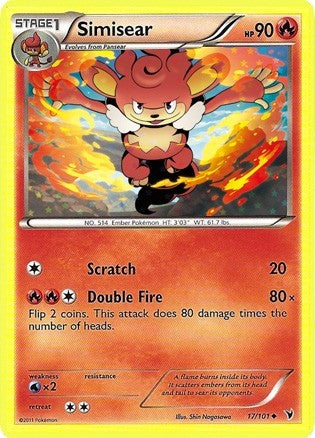 Pokemon Noble Victories Uncommon Card - Simisear 17/101