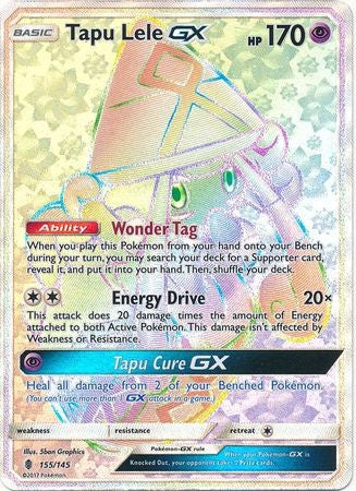 Tapu Lele GX 155/145 Hyper Rare - Pokemon Sun & Moon Guardians Rising Card