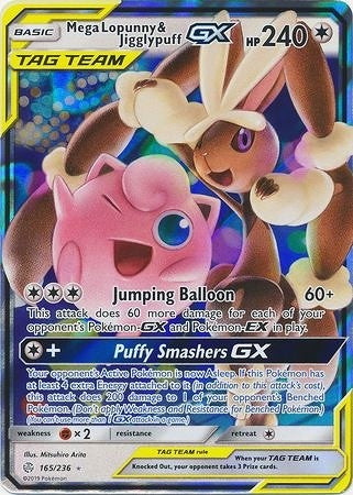 Mega Lopunny & Jigglypuff GX - 165/236 - Ultra Rare Sun & Moon: Cosmic Eclipse Singles