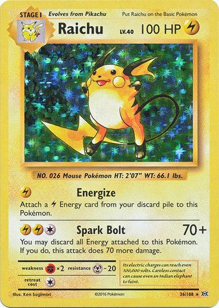 Raichu 36/108 Holo Rare - Pokemon XY Evolutions Single Card