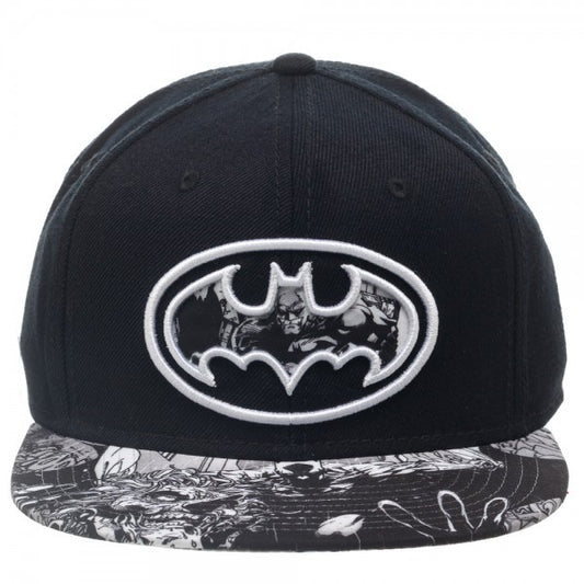 Batman Black/White Logo Sublimated Bill Snapback