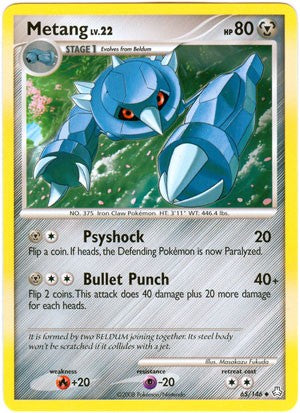 Pokemon Legends Awakened Uncommon Card - Metang LV.22 65/146