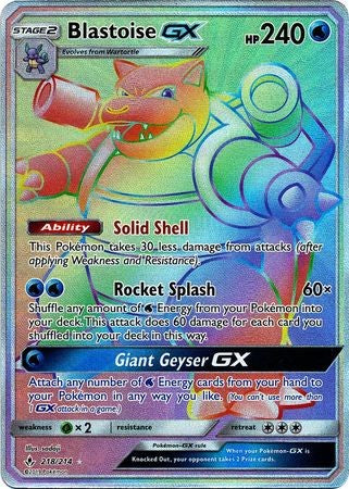 Blastoise GX - 218/214 - Sun & Moon: Unbroken Bonds Hyper Rare