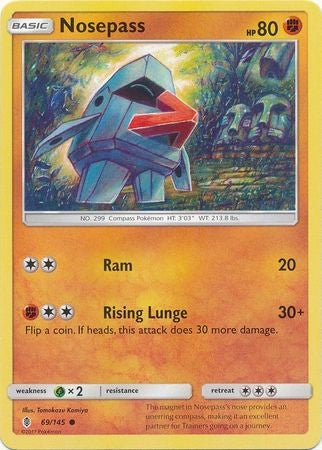 Nosepass 69/145 Common - Pokemon Sun & Moon Guardians Rising Card