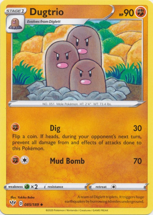 Dugtrio - 085/189 Pokemon » SWSH Darkness Ablaze Uncommon