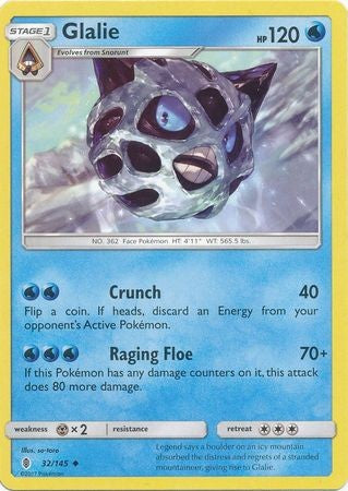 Glalie 32/145 Uncommon - Pokemon Sun & Moon Guardians Rising Card