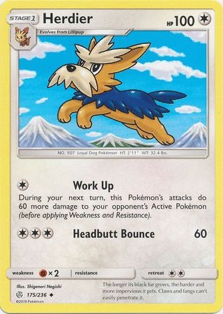 Herdier - 175/236 - Uncommon Sun & Moon: Cosmic Eclipse Singles