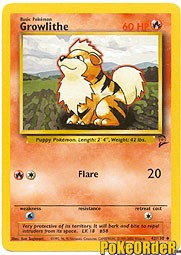 Pokemon Base Set 2 Uncommon Card - Growlithe 42/130