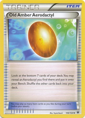 Old Amber Aerodactyl 106/124 Uncommon - Pokemon XY Fates Collide Card