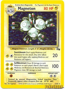 Pokemon Fossil Holo Card - Magneton Holofoil 11/62