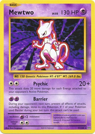 Mewtwo 51/108 Rare - Pokemon XY Evolutions Single Card