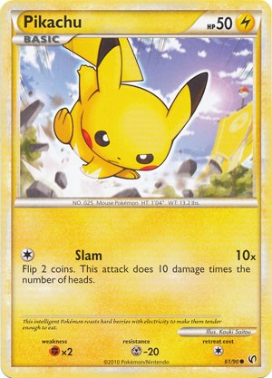 Pokemon Card HeartGold SoulSilver HS Undaunted Common Pikachu 61/90