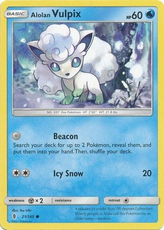 Alolan Vulpix 21/145 Common - Pokemon Sun & Moon Guardians Rising Card
