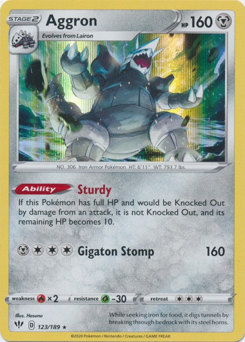 Aggron - 123/189 Pokemon » SWSH Darkness Ablaze Holo Rare