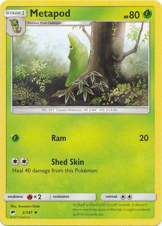 Metapod 2/147 Uncommon - Pokemon Sun & Moon Burning Shadows Card