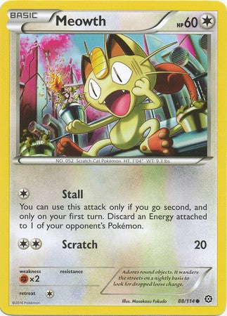 Meowth 88/114 Common - Pokemon XY Steam Siege Card