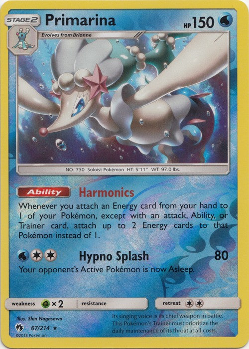 Primarina - 67/214 (Reverse Foil) Pokemon » SM Lost Thunder Rare