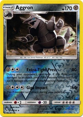 Aggron - 125/214 - Sun & Moon: Unbroken Bonds Rare Reverse Holo