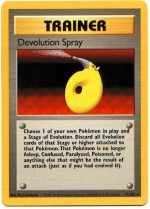 Pokemon Basic Rare Card - Trainer Devolution Spray 72/102