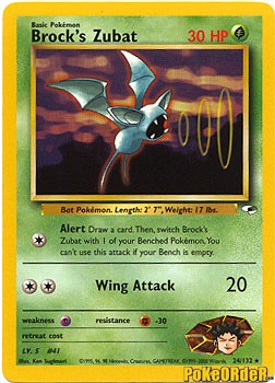 Pokemon Gym Heroes Rare Card - Brock's Zubat 24/132