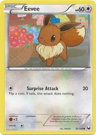 Pokemon Dark Explorers Common Card - Eevee 83/108