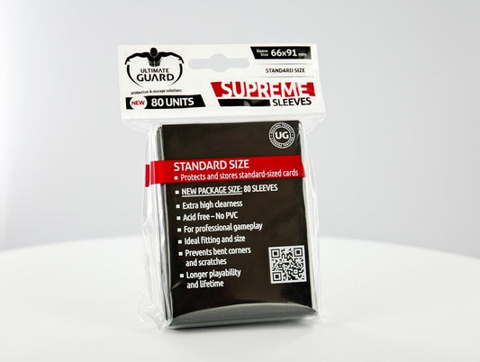 Ultimate Guard Supreme Standard Sized Sleeves - Black (80 Card Sleeves)