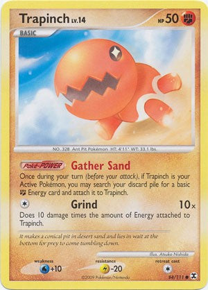 Pokemon Platinum Rising Rivals Single Card Common Trapinch 84/111