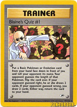 Pokemon Gym Heroes Rare Card - Blaine's Quiz #1 97/132
