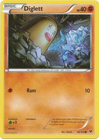 Diglett 36/124 Common - Pokemon XY Fates Collide Card