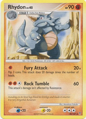 Pokemon Supreme Victors Uncommon Card - Rhydon 80/147