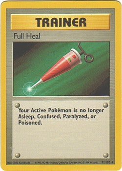 Pokemon Basic Uncommon Card - Trainer Full Heal 82/102