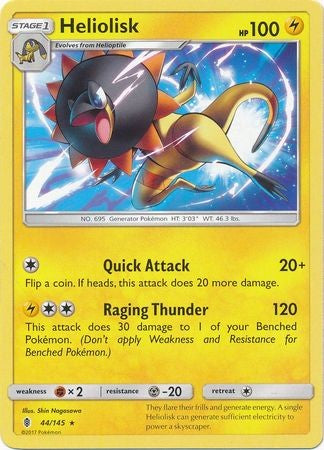 Heliolisk 44/145 Rare - Pokemon Sun & Moon Guardians Rising Card
