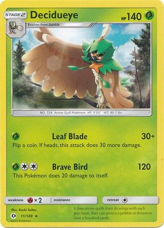 Decidueye 11/149 Rare - Pokemon Sun & Moon Base Set Single Card