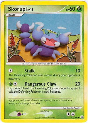 Pokemon Diamond and Pearl Stormfront Card - Skorupi (C)