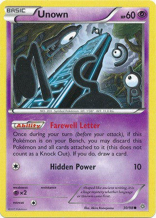 Unown 30/98 COMMON - Pokemon XY Ancient Origins Card
