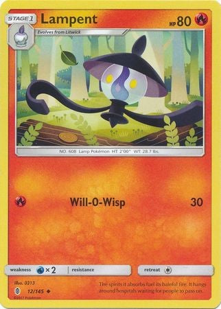 Lampent 12/145 Uncommon - Pokemon Sun & Moon Guardians Rising Card