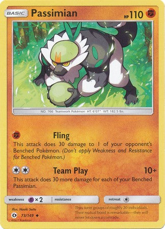 Passimian 73/149 Uncommon - Pokemon Sun & Moon Base Set Single Card