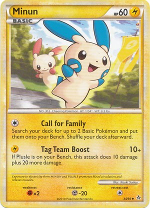 Pokemon Card HS Unleashed Single Card Uncommon Minun 34/95