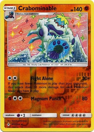 Crabominable - 105/214 - Sun & Moon: Unbroken Bonds Rare Reverse Holo